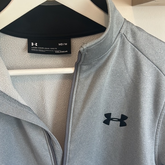 Under Armour Coldgear Quarter Zip Long Sleeve Pull Over Large - Picture 3 of 4